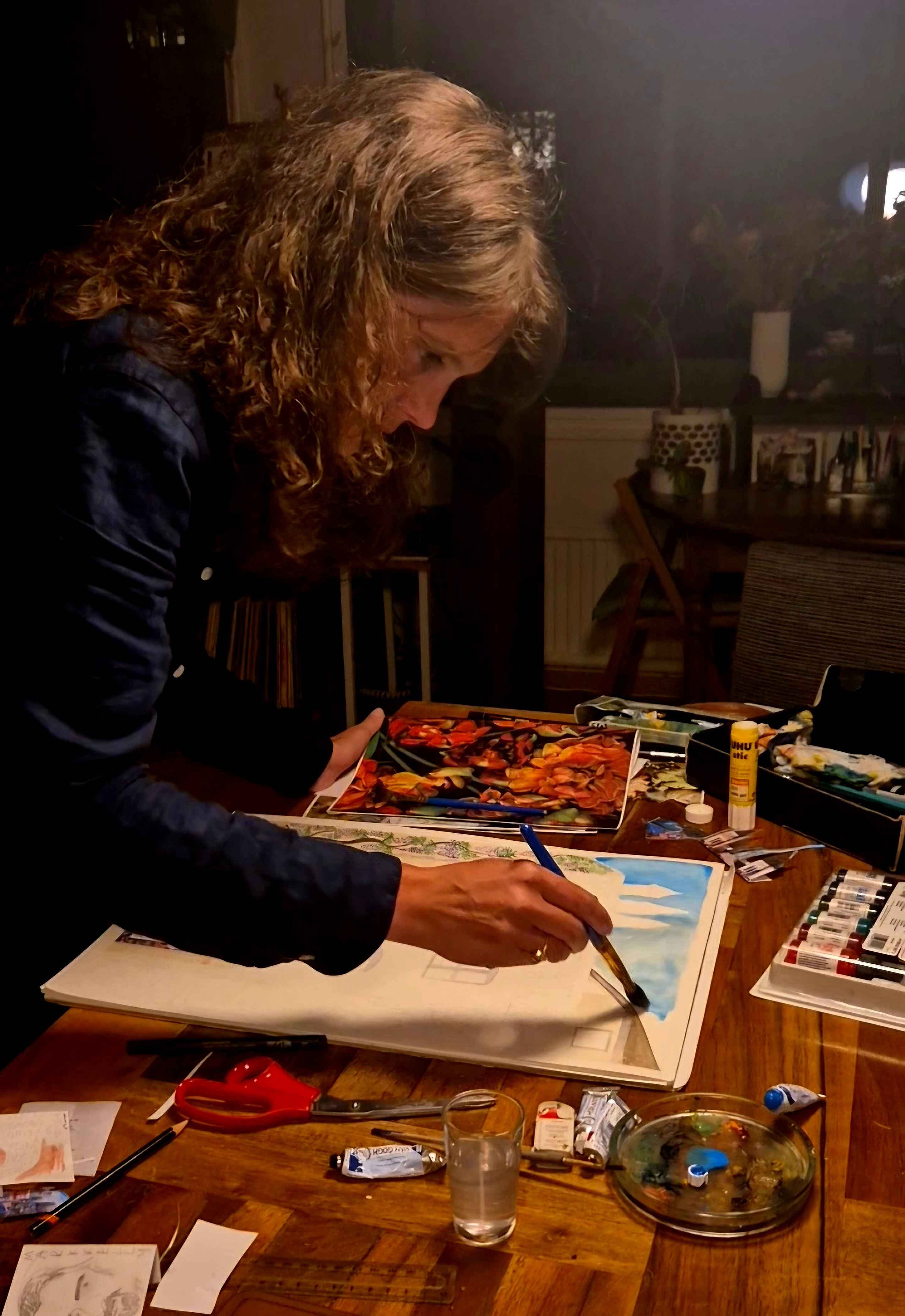 A hand-painted Low Light Sessions poster by Claire